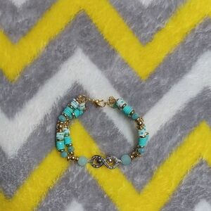Turquoise and Gold Infinity Bracelet